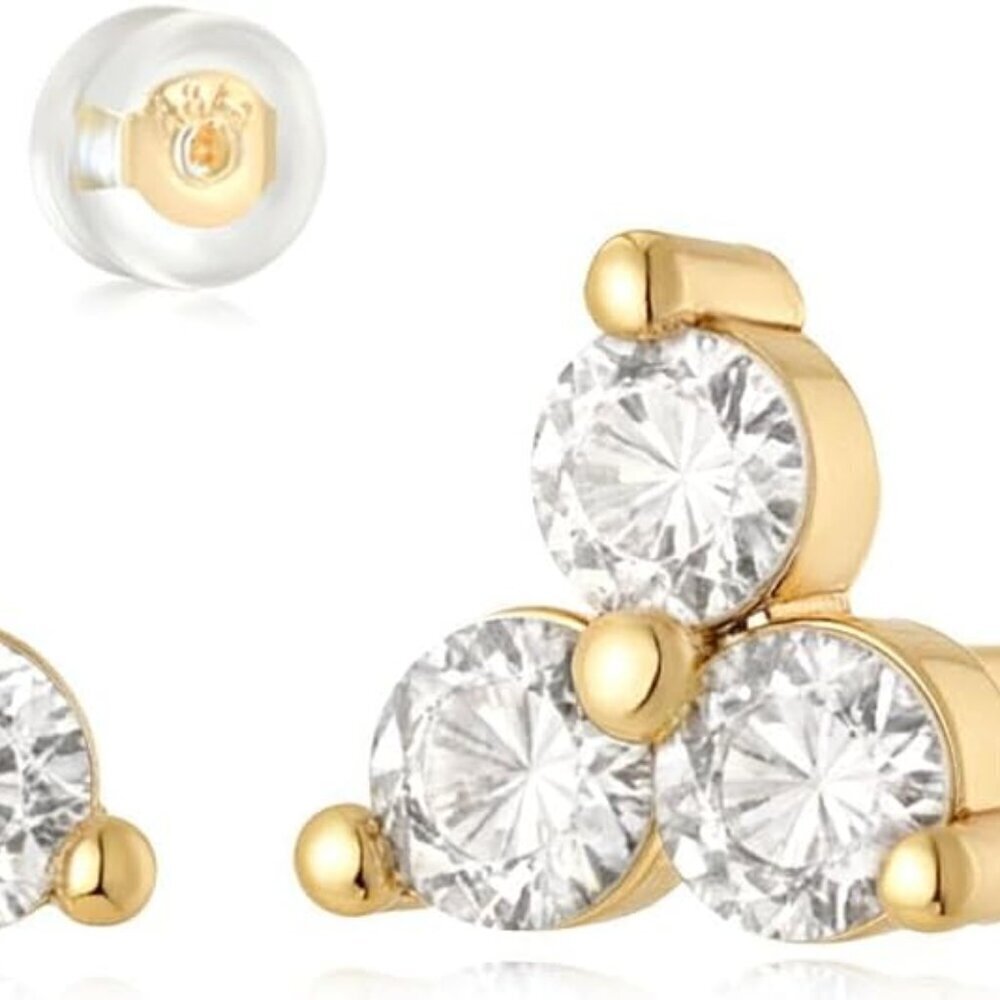 Women Gold Flower Stud Earrings Hypoallergenic Small Elegant Jewelry